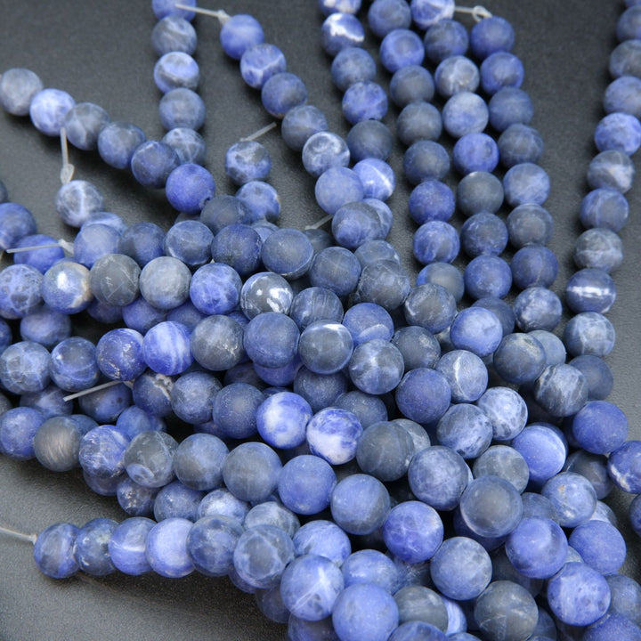 Blue matte finish sodalite beads.