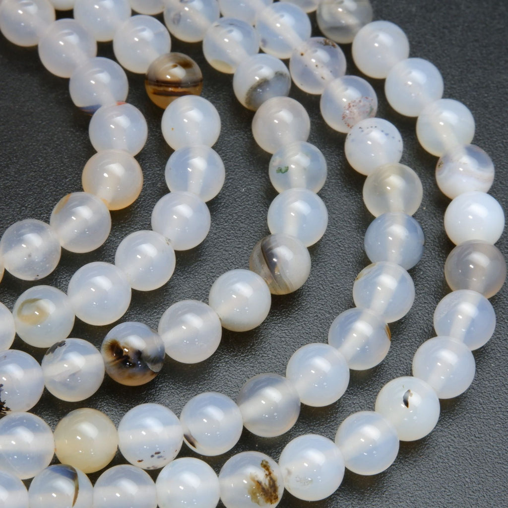 Montana Dendritic Agate · Smooth · Round · 4mm, 6mm, 8mm, 10mm, Bead, Tejas Beads