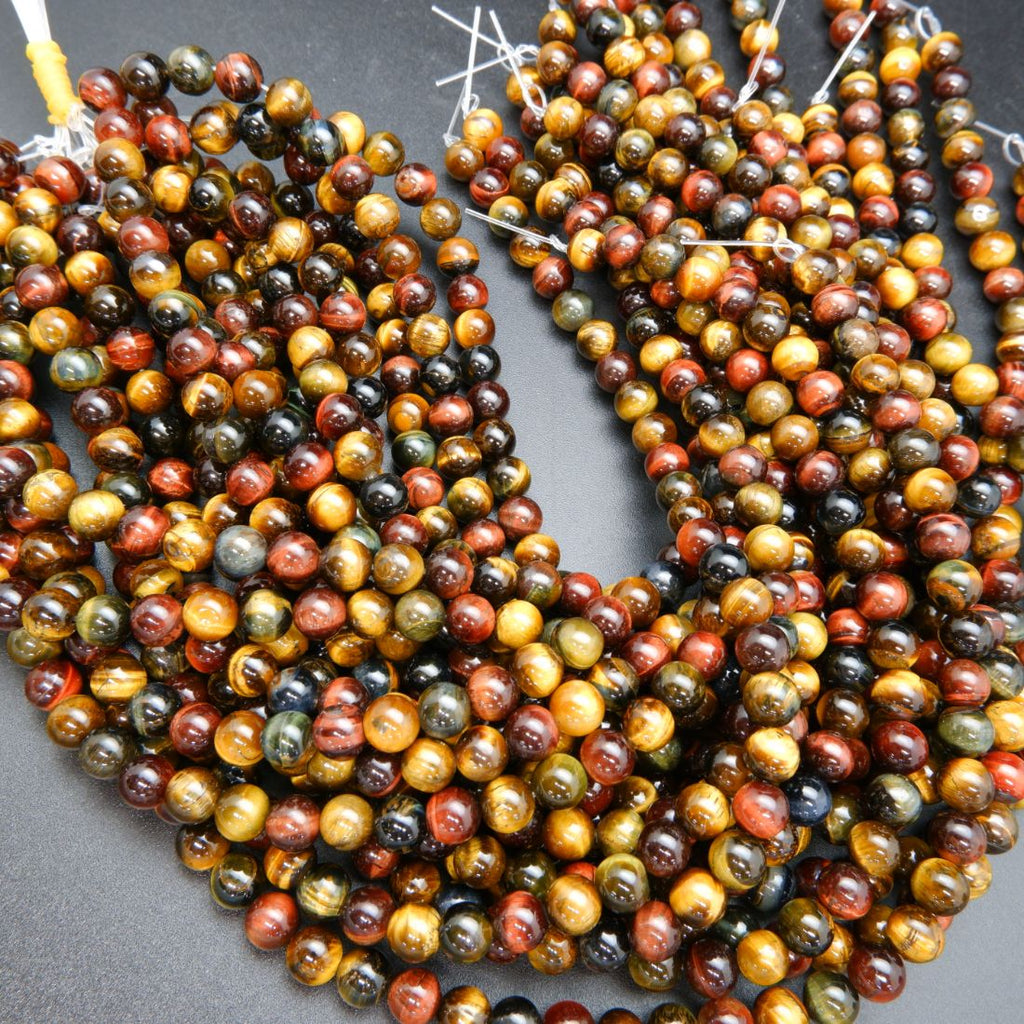Mixed Tiger's Eye · Smooth · Round · 4mm, 6mm, 8mm, 10mm, Bead, Tejas Beads