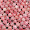 Bright pink  strawberry quartz round faceted beads.