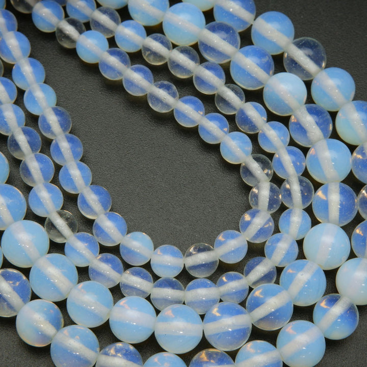 Synthetic transparent opalite beads.