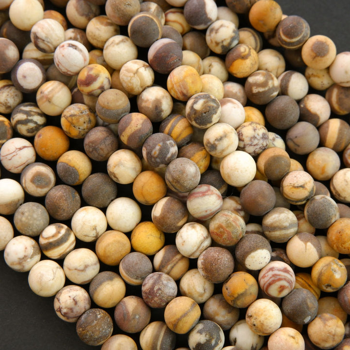 Matte Finish Brown Zebra Jasper Beads For Jewelry Making.