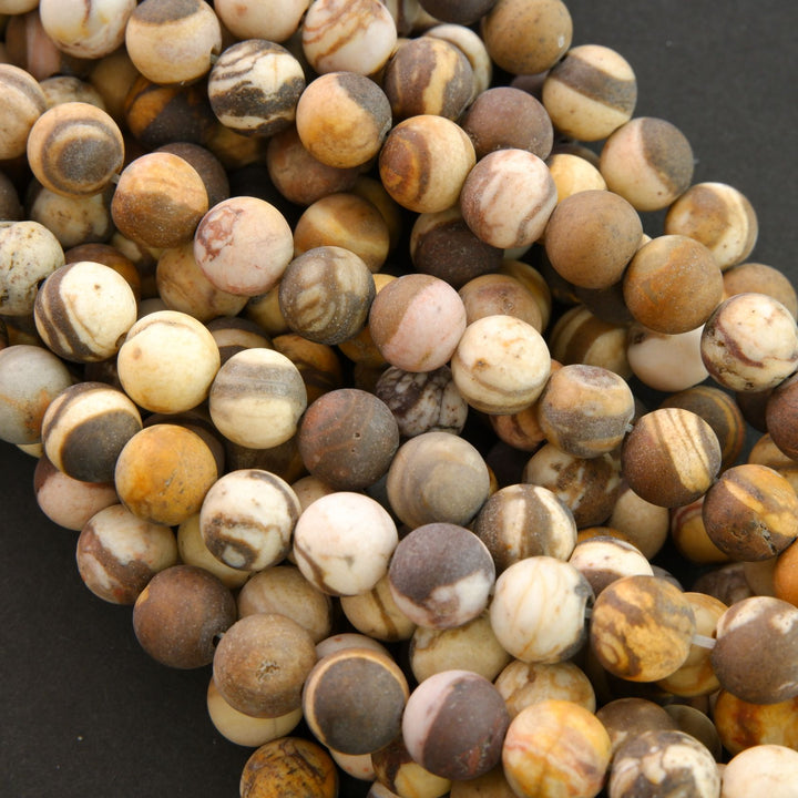 Matte Finish Brown Zebra Jasper Beads For Jewelry Making.