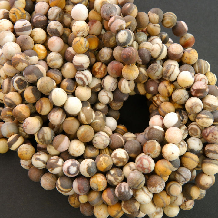 Matte Finish Brown Zebra Jasper Beads For Jewelry Making.