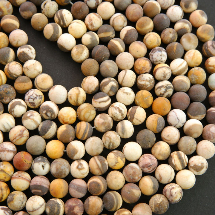 Matte Finish Brown Zebra Jasper Beads For Jewelry Making.
