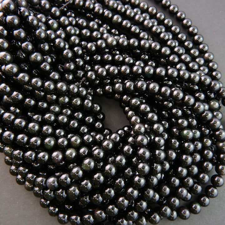 Polished Round Rainbow Beads For Handmade Jewelry