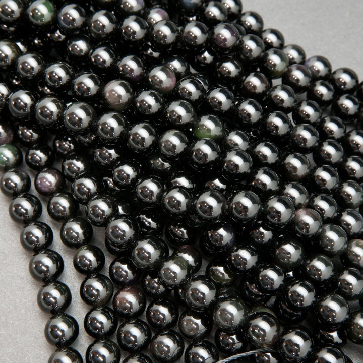 Polished Round Rainbow Beads For Handmade Jewelry