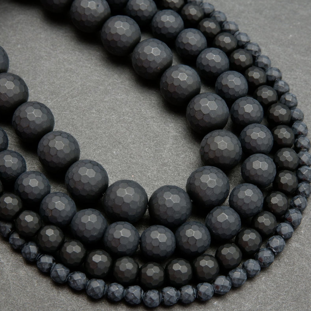 Black Onyx · Matte Faceted · Round · 6mm, 8mm, 10mm, Bead, Tejas Beads