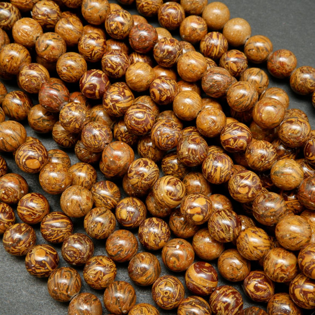 Calligraphy Jasper · Smooth · Round · 4mm, 6mm, 8mm, 10mm, Bead, Tejas Beads
