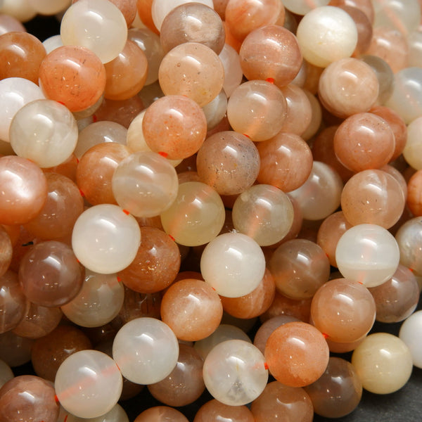 White & Peach Mixed Moonstone Beads For Jewelry Making