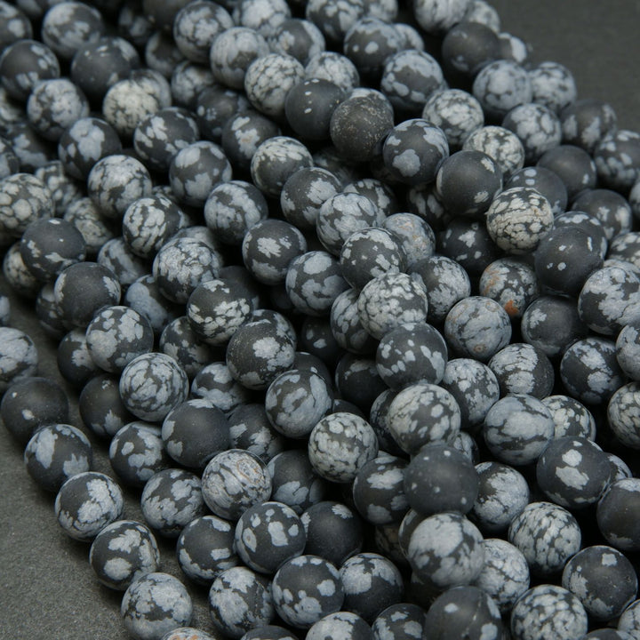 Matte Finish Snowflake Obsidian Gemstone Beads