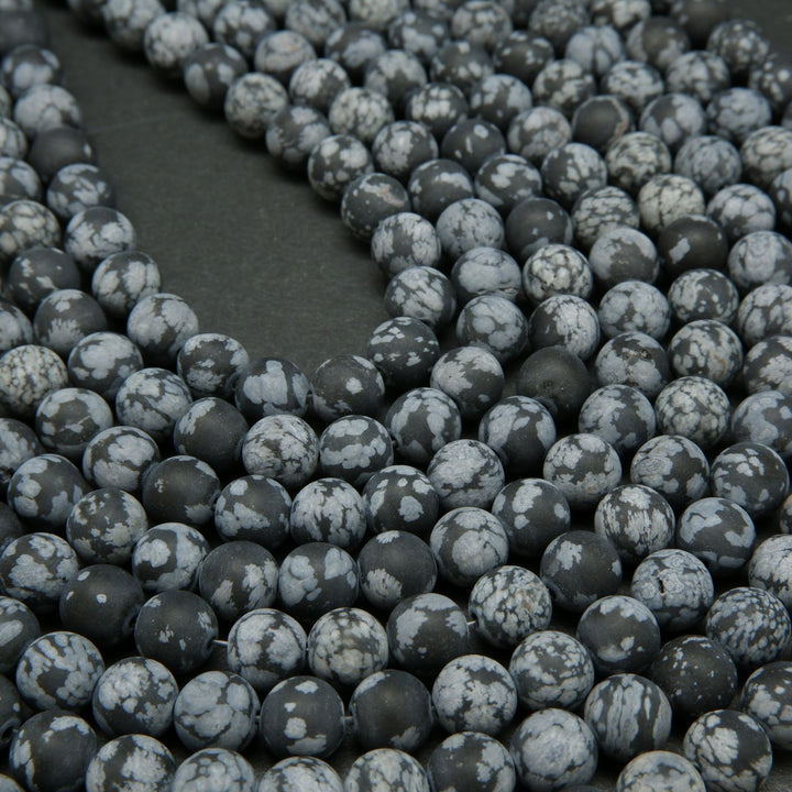 Matte Finish Snowflake Obsidian Gemstone Beads