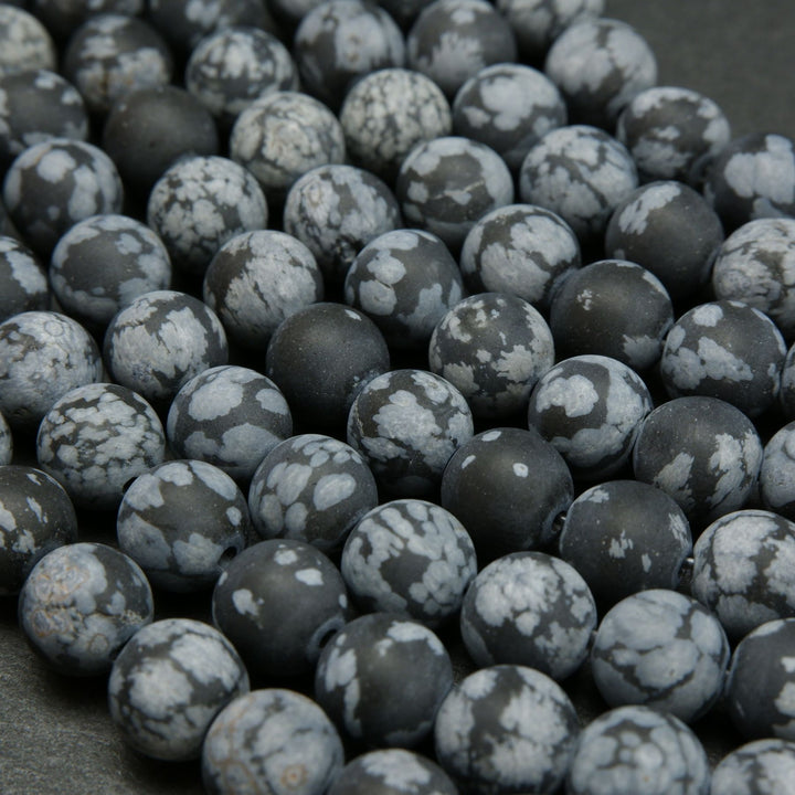 Matte Finish Snowflake Obsidian Gemstone Beads