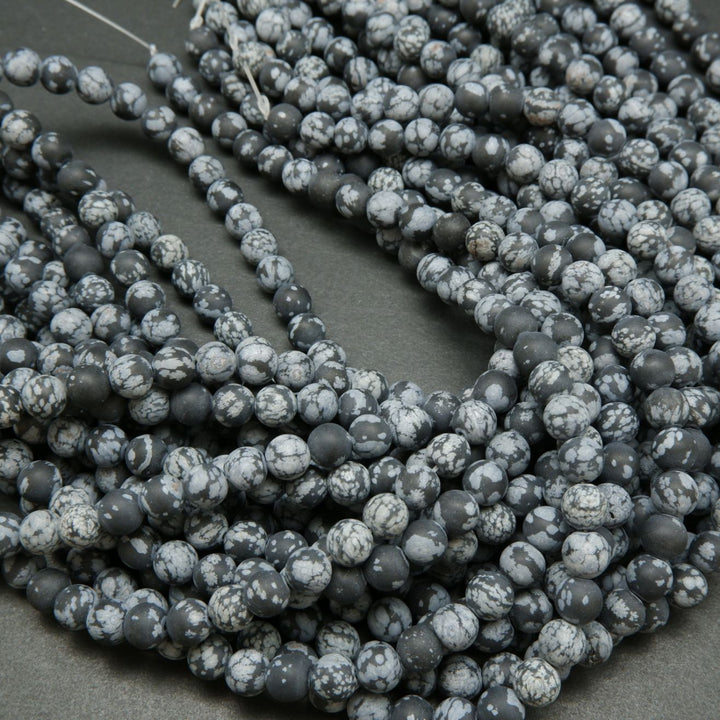 Matte Finish Snowflake Obsidian Gemstone Beads