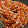 Red Dendritic Agate Smooth Round Polished Beads