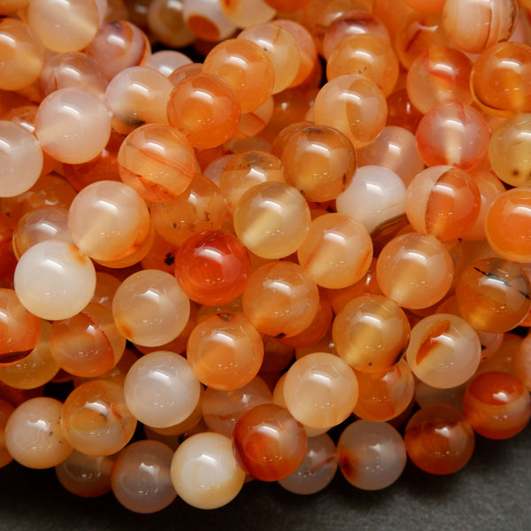 Red Dendritic Agate Smooth Round Polished Beads