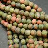 Green and orange matte finish unakite jasper beads.