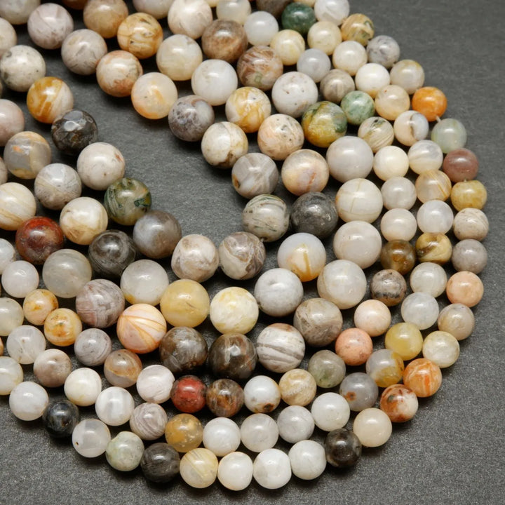 Bamboo Leaf Agate · Smooth · Round · 6mm, 8mm, Bead, Tejas Beads