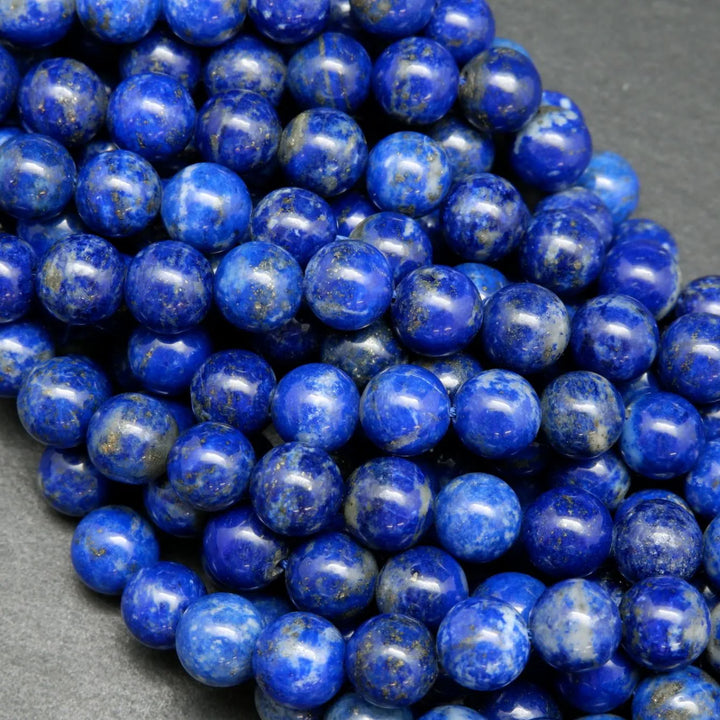 Round Lapis Lazuli Beads with Pyrite and Calcite Inclusions