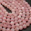 Pink faceted rose quartz beads.