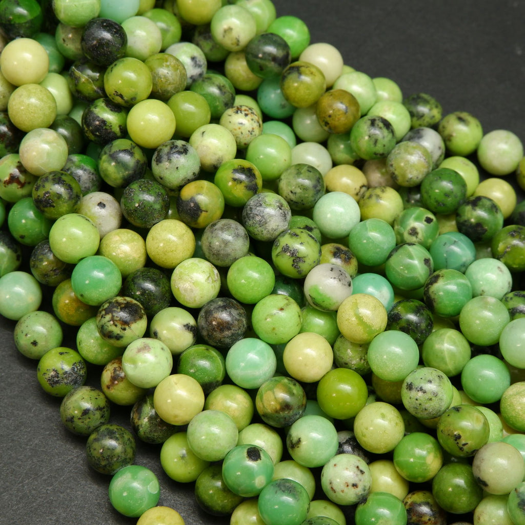Lime green Chinese chrysoprase beads.