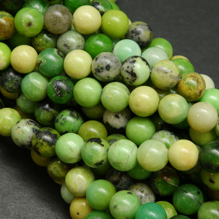 Lime green Chinese chrysoprase beads.