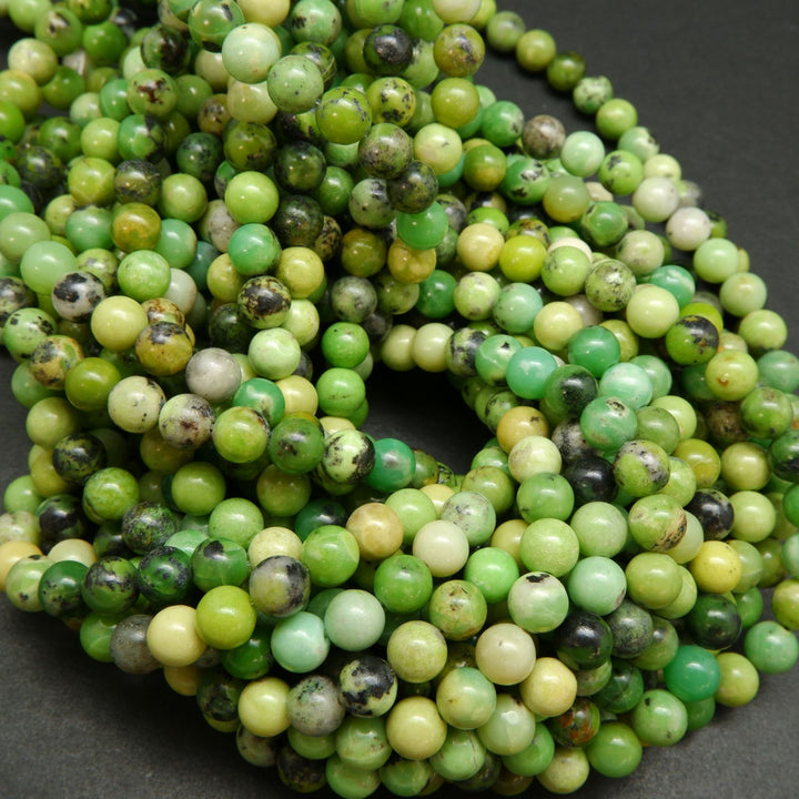 Lime green Chinese chrysoprase beads.