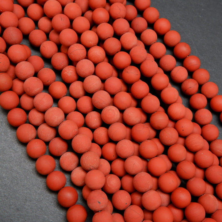 Round Matte Finish Red Jasper Beads