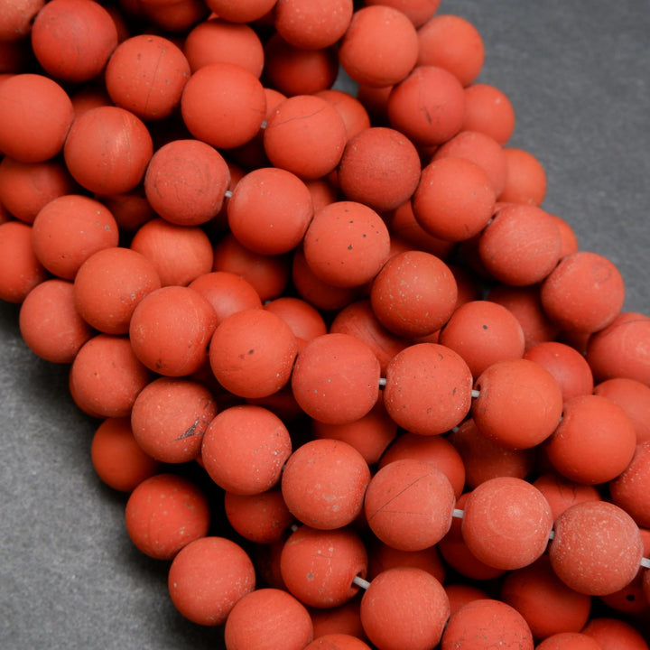 Round Matte Finish Red Jasper Beads
