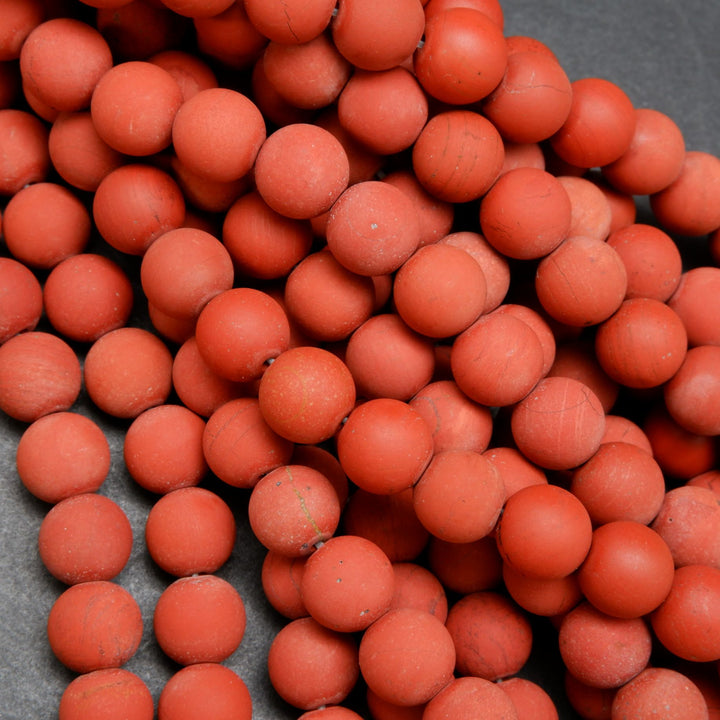 Round Matte Finish Red Jasper Beads
