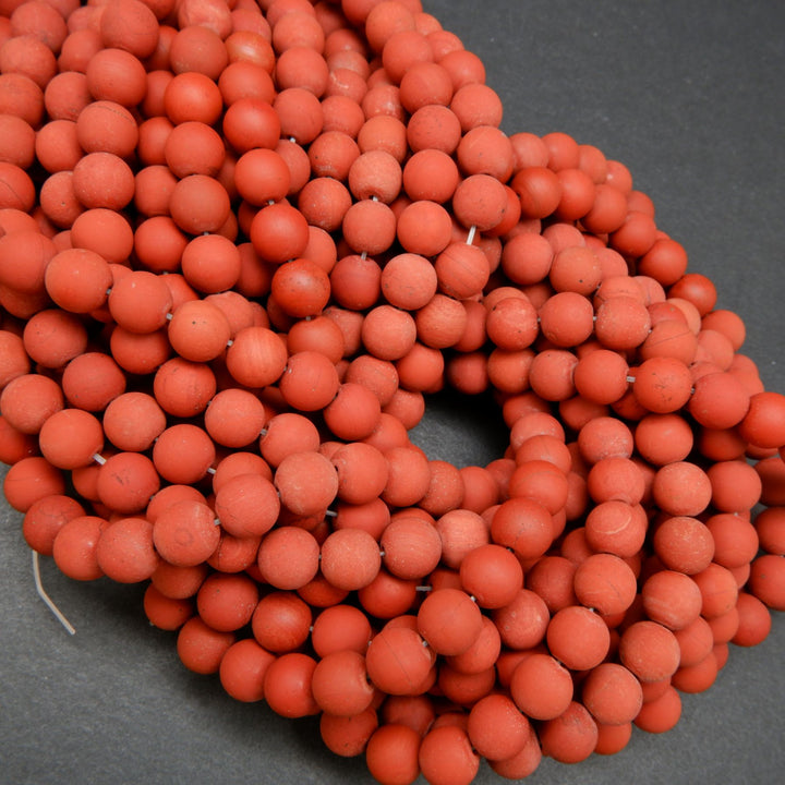 Round Matte Finish Red Jasper Beads