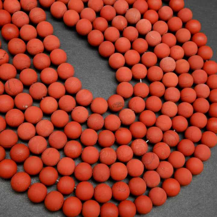 Round Matte Finish Red Jasper Beads