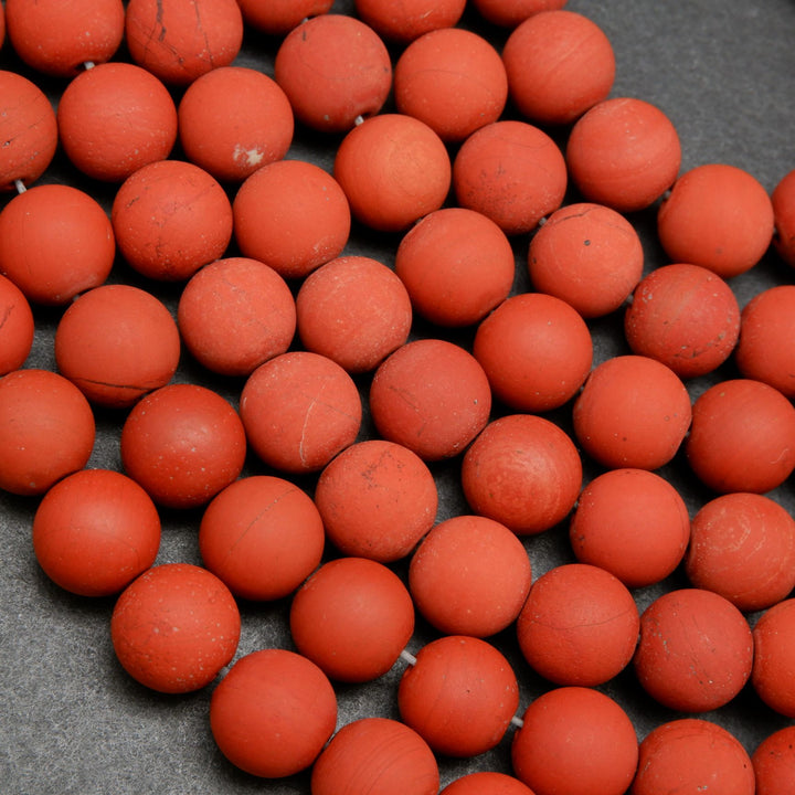 Round Matte Finish Red Jasper Beads