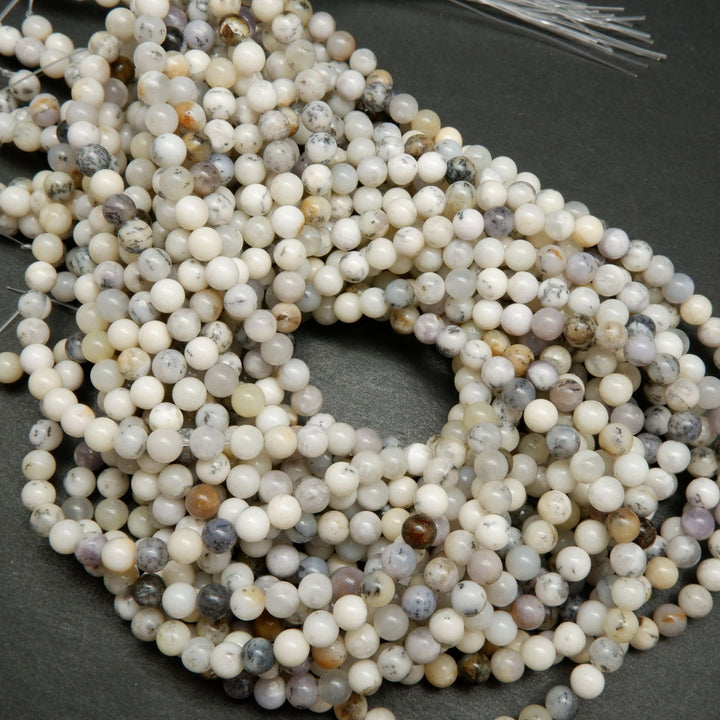 White Dendritic Opal · Smooth · Round · 4mm, 6mm, 8mm, 10mm, Bead, Tejas Beads