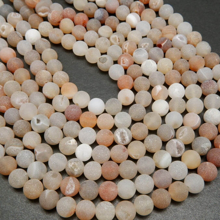 Natural Druzy · Matte · Round · 6mm, 8mm, Bead, Tejas Beads