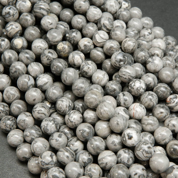 Silver gray crazy lace agate beads loose beads.