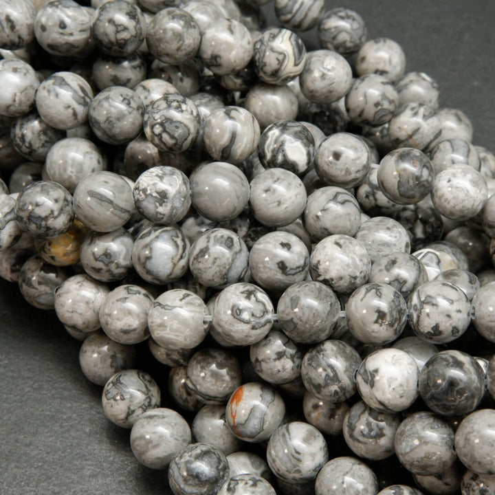 Silver gray crazy lace agate beads loose beads.