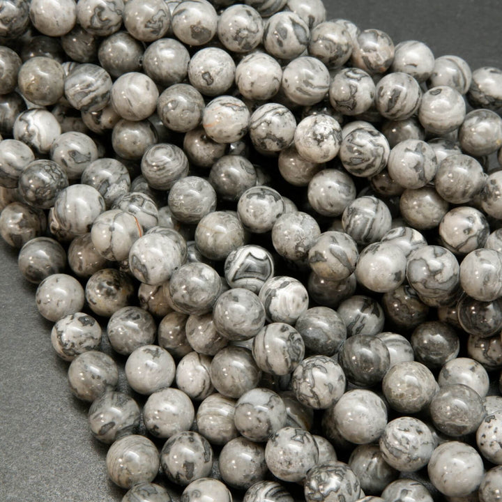Silver gray crazy lace agate beads loose beads.