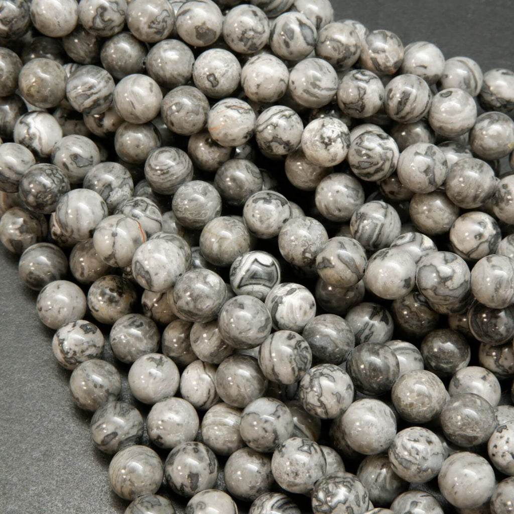 Silver gray crazy lace agate beads loose beads.