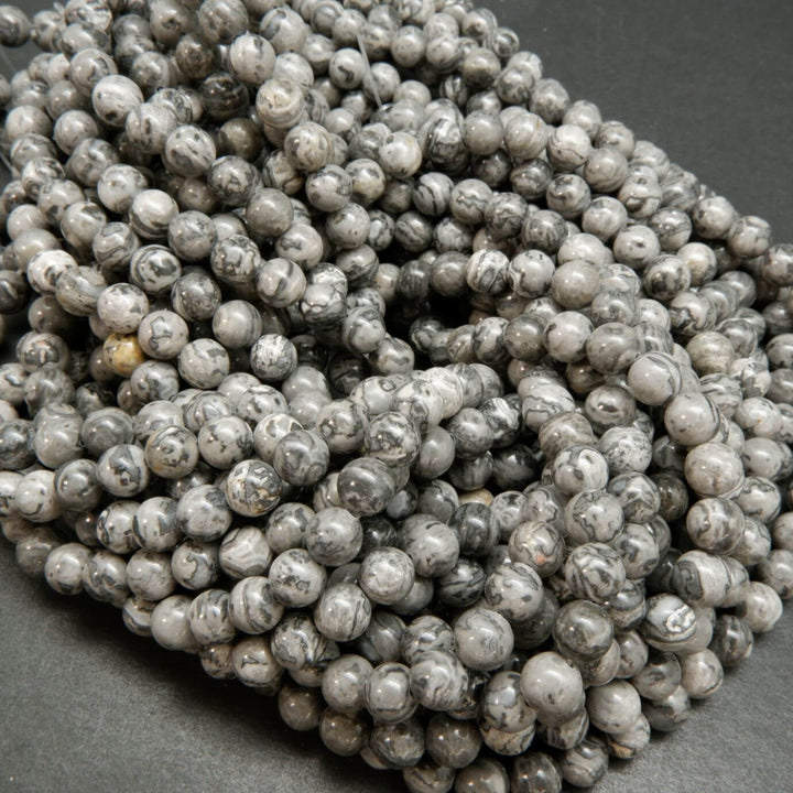 Silver gray crazy lace agate beads loose beads.