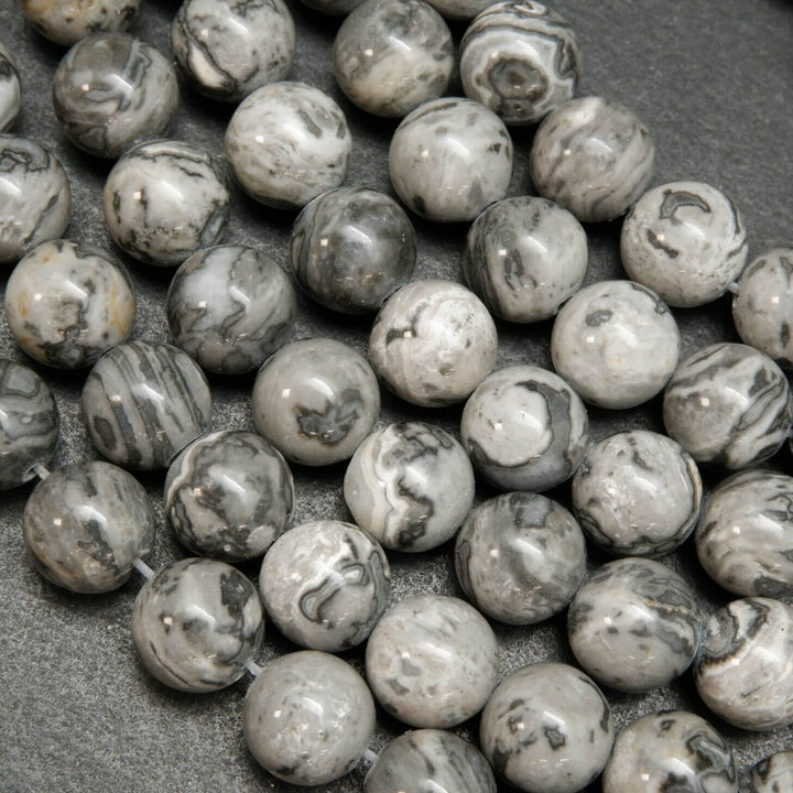 Silver gray crazy lace agate beads loose beads.