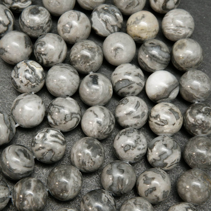 Silver gray crazy lace agate beads loose beads.