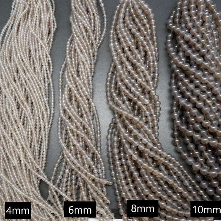 Gray Chalcedony · Smooth · Round · 4mm, 6mm, 8mm, 10mm, Bead, Tejas Beads