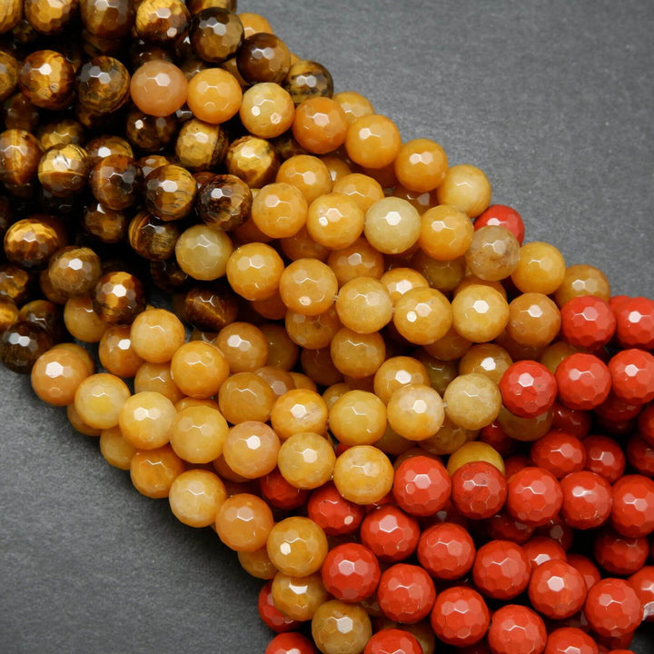 Faceted Seven Chakra Beads Containing Amethyst, Lapis Lazuli, Sodalite, Green Aventurine, Tiger's Eye, Yellow Jade, and Red Jasper.