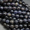 Natural Grade A Iolite Beads. Deep blue and purple round beads for handmade jewelry crafting.