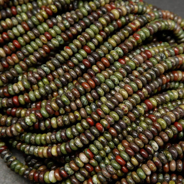 Green and red dragon blood jasper beads.