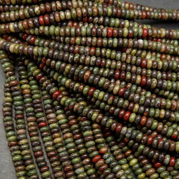 Green and red dragon blood jasper beads.