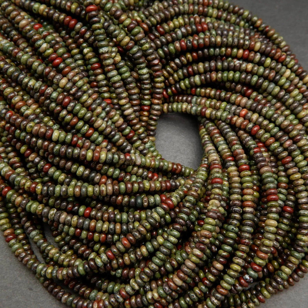 Green and red dragon blood jasper beads.
