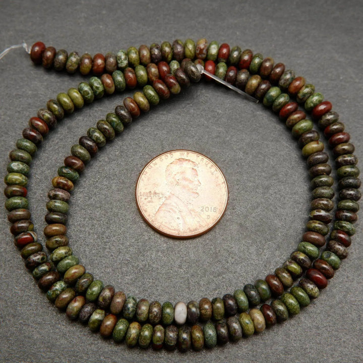 Green and red dragon blood jasper beads.
