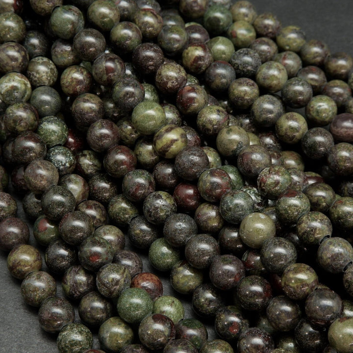 Red and green dragon blood jasper large hole beads.